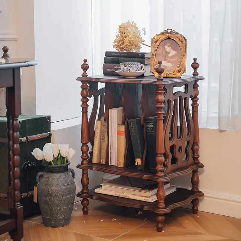

Retro storage rack Lepu magazines, books and newspapers, living room, bedroom, sofa side table, coffee table, medieval display