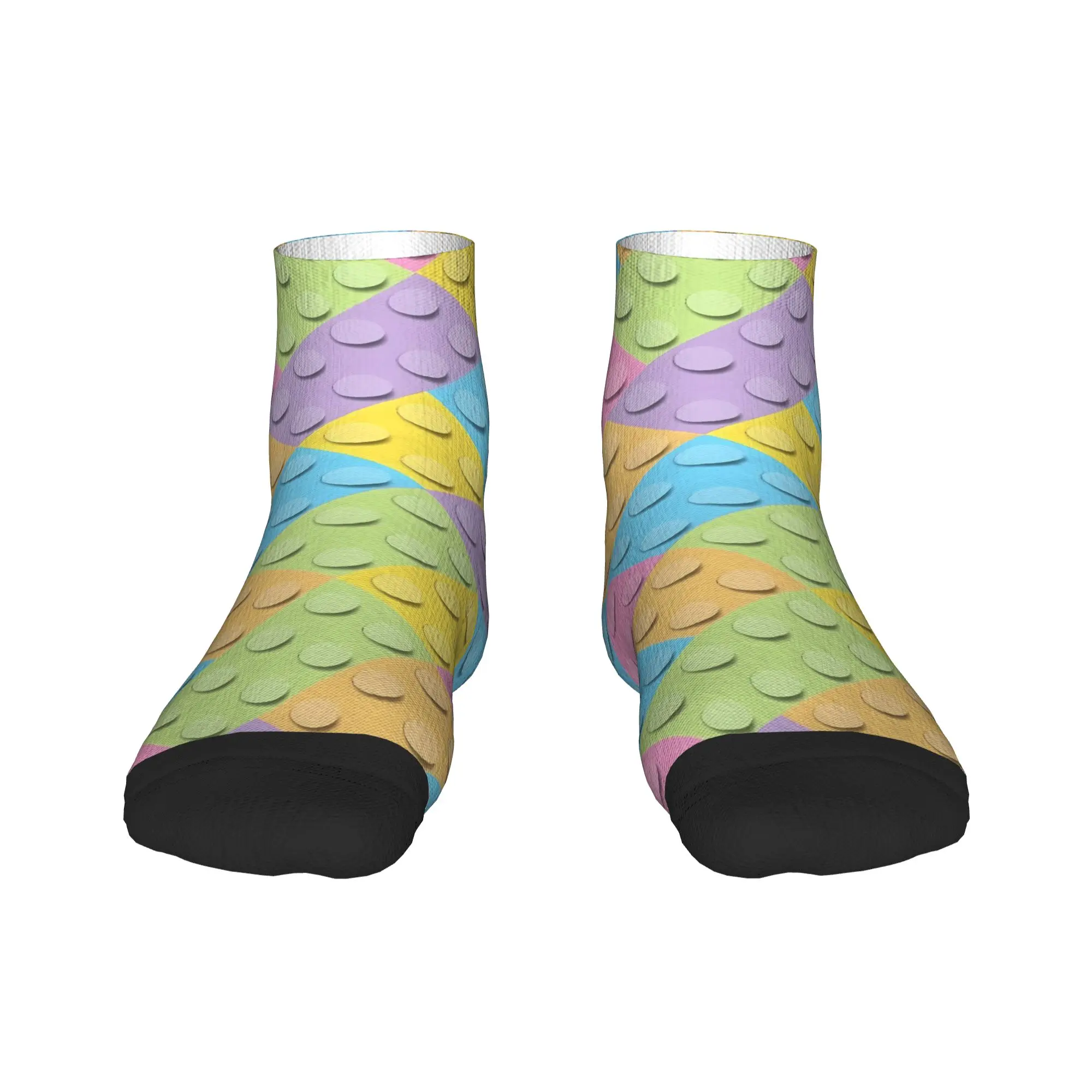 Pastel Diagonal Building Blocks Pattern Casual Socks For Unisex Men  Gothic Ankle Socks Summer Running Sports Non Slip Sock