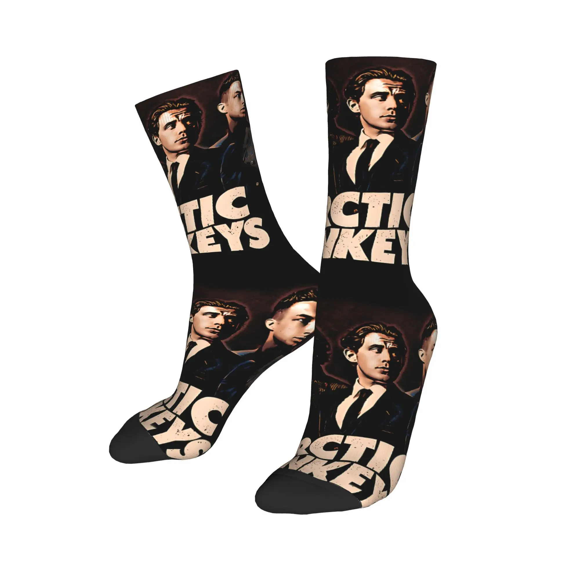 1 Pair Funny Crazy Sock for Men Classic Suit Photo Rock Music Hip Hop Harajuku Do I Wanna Know Happy Pattern Printed Sock