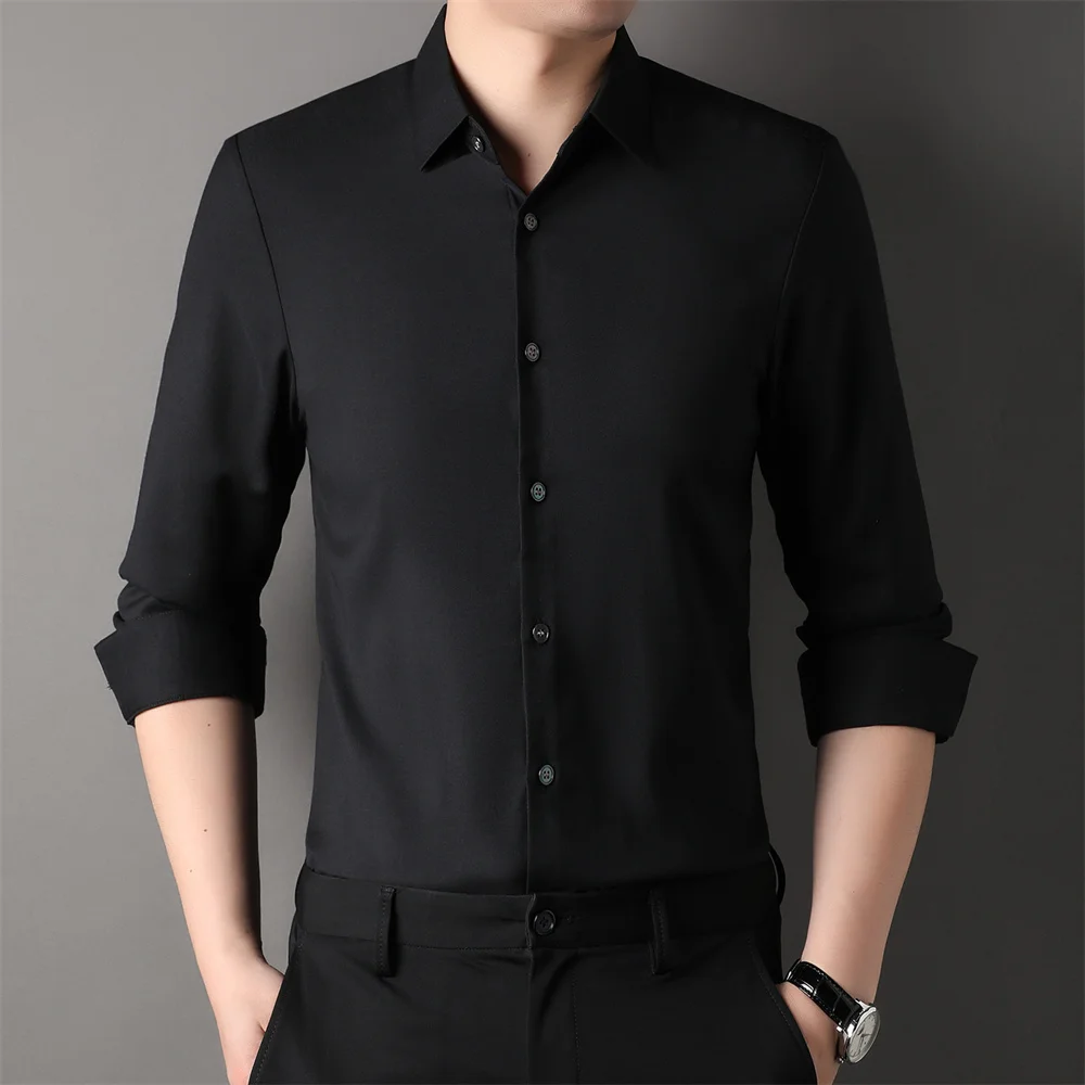 

COODRONY High Quality Non ironing Long sleeved New Men's Top Solid Color Clean Fashion Comfortable Wrinkle resistant Shirt D0046