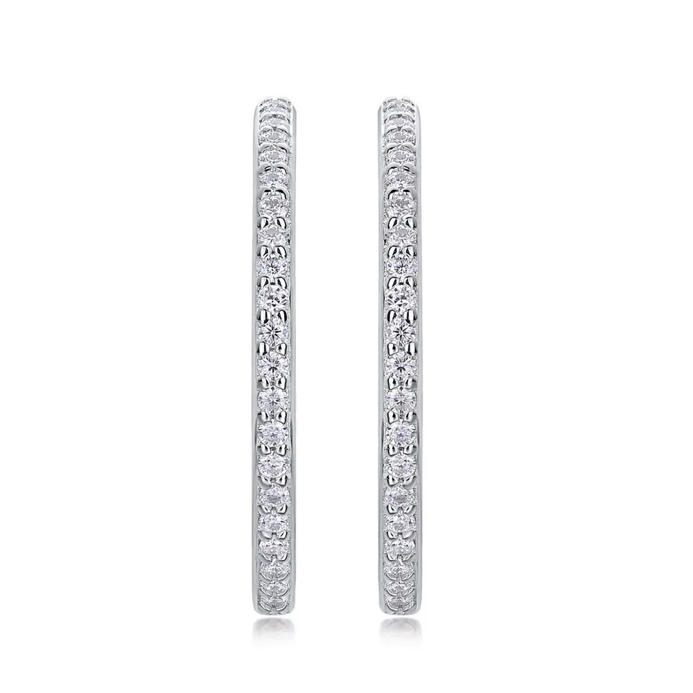 Boucles d'oreilles créoles Moissanite en argent regardé s925 pour femme, document D, bijoux de fête de mariage, GRA ignorer, 1.5mm, nouveau