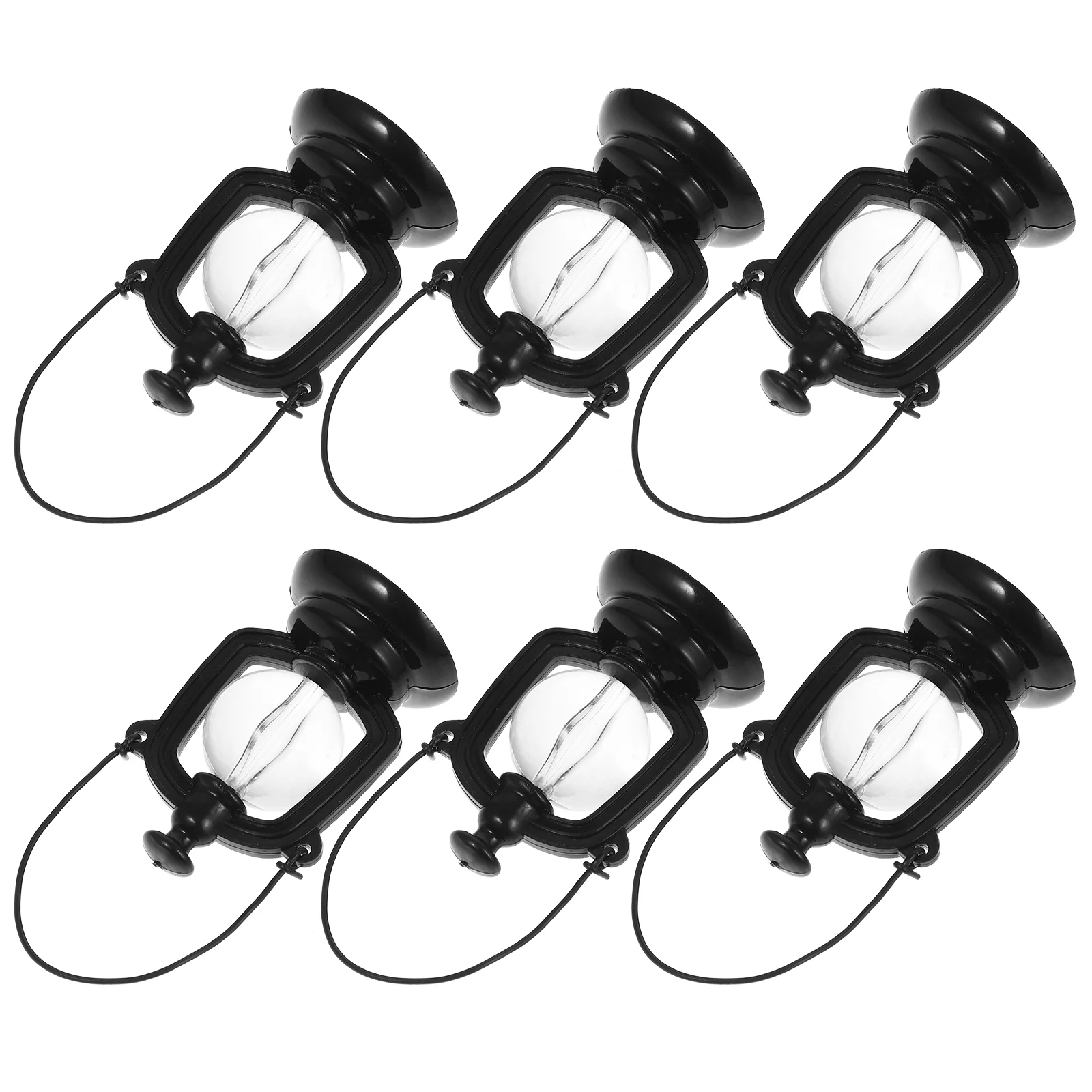 

6 Pcs Little House Kerosene Lamp Mini Light Decor Home Decorations Ornament Black Miniature