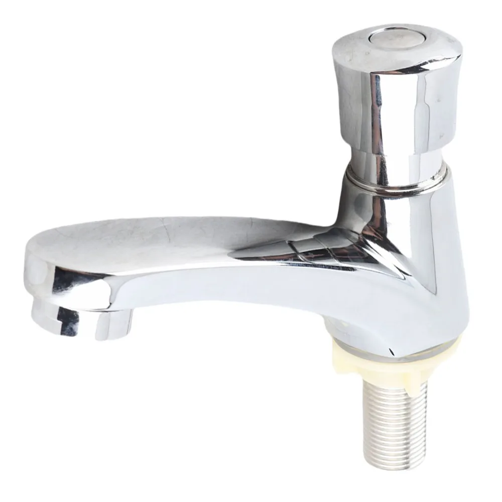 Alloy Faucet Automatic Shut Off Single Cold Sink Tap Time Delay Mechanism Self Closing Basin Sink Tap Hotel Bathroom