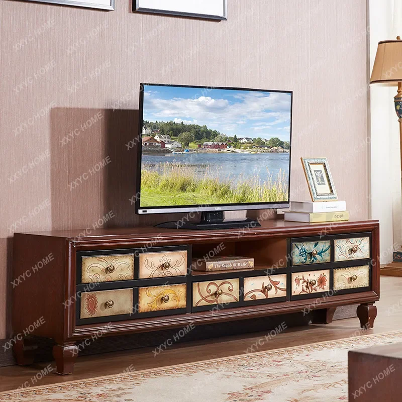 

Colorful TV Cabinet Coffee Table Pure Hand Painted Coffee Table TV Cabinet
