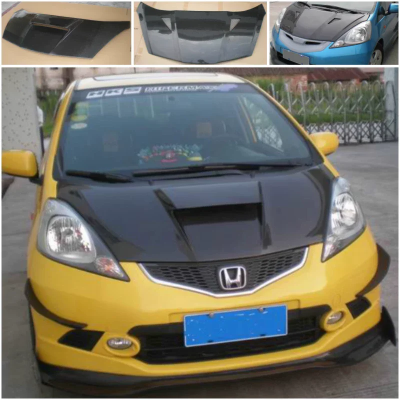 

Carbon Fiber Engine Cover for Honda FIT JAZZ 2008-2013 modified Bonnet hood scoop body kit Car Accessories