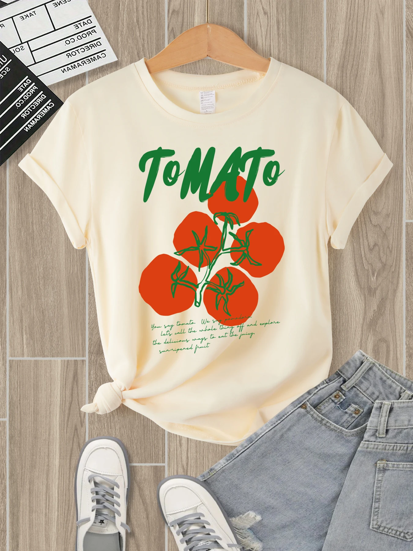 

Fresh Tomato Fruit Print Women Y2K Tee Shirts Casual Breathable T-Shirt All-Match Hip Hop Woman Clothing Jogging Streetwear