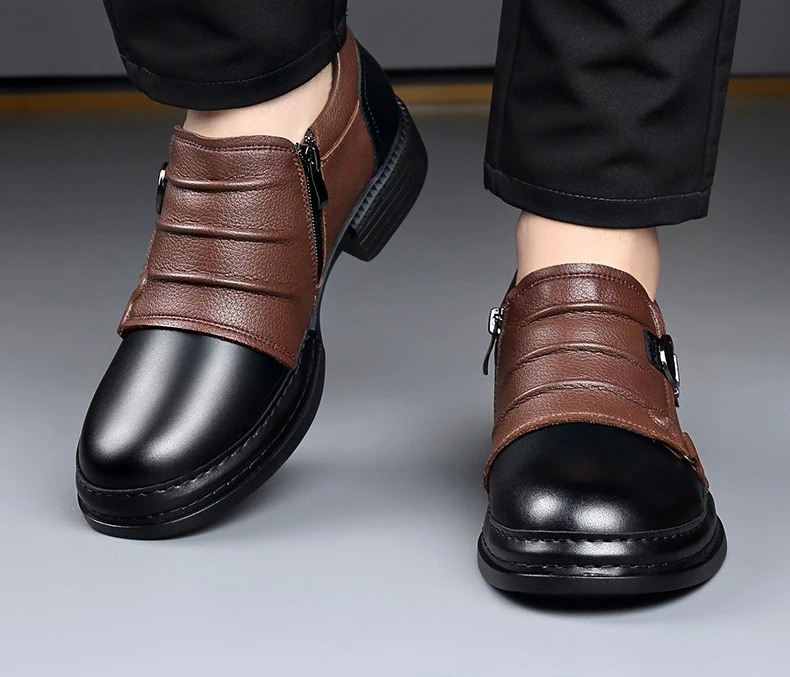 Spring Autumn New Retro Ankle Boots for Men Zipper Designer Genuine Leather Boots Male Fashion High Quality Platform Shoes Man