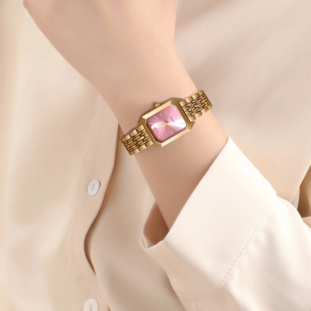 4pcs/set Fashionable and Elegant Women's Square Quartz Watch and Bracelet, with Durable Stainless Steel Strap (without Box)