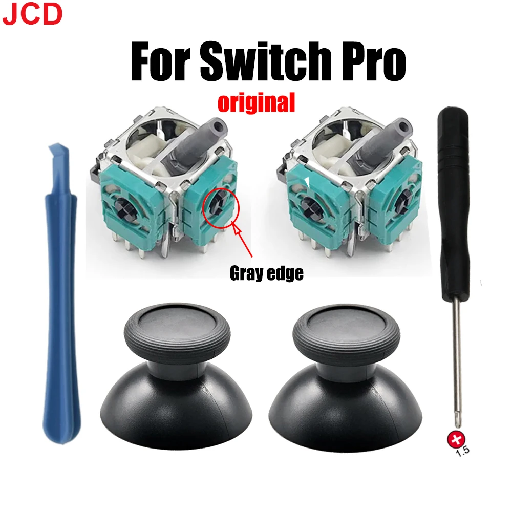 JCD 6 In 1 For Switch Pro Controller 3D Analog Stick 3 Pin Sensor Module Potentiometer With ThumbSticks Caps Repair Parts