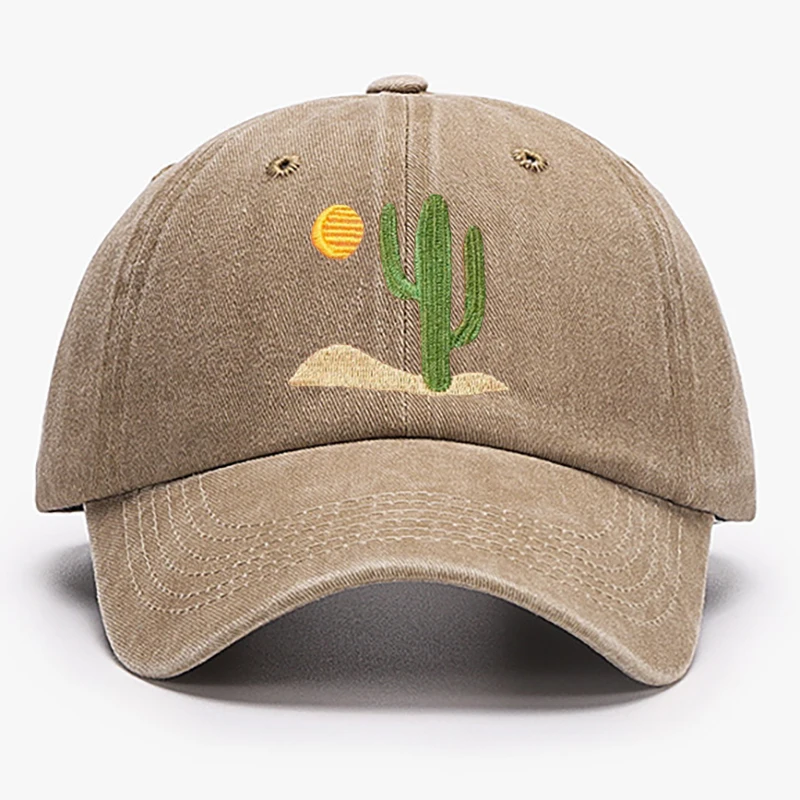 Cactus Embroidered Cap Summer Cotton Trucker Hat Desert Baseball Cap Vintage Dad Hat  Adjustable