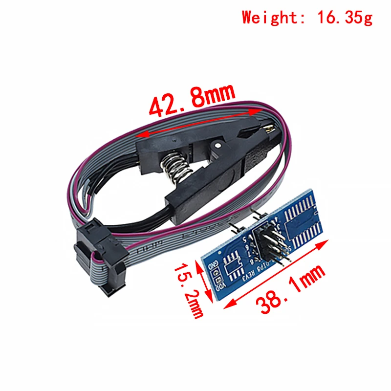 Módulo de PROGRAMADOR USB CH341A XTW100 24 25 Series EEPROM Flash BIOS CH341 + Clip de prueba SOP8 para EEPROM 93CXX / 25CXX / 24CXX