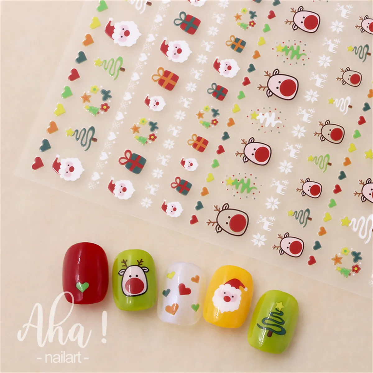 1Pcs Winter Christmas Nail Art Stickers 3D Santa Claus/Elk/Bear/Snowflake Nail Decal 8*10cm Cartoon Kawaii  Xmas Slider &*&