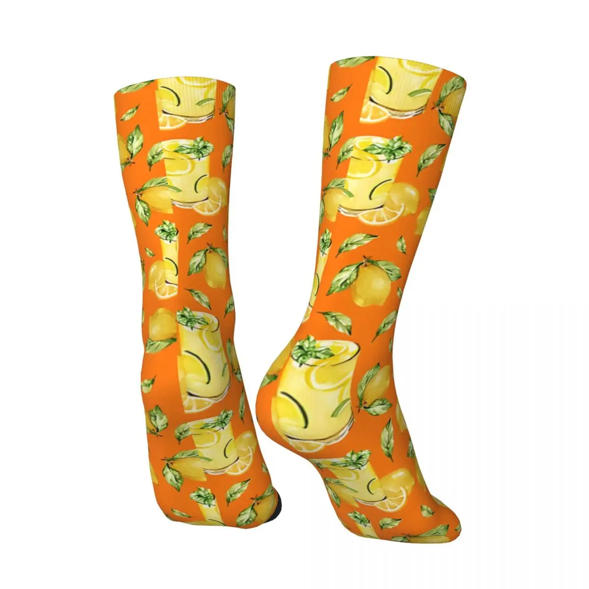 Crazy compression Orange And Lemons Pattern Sock for Men Harajuku Quality Pattern Crew Sock Novelty