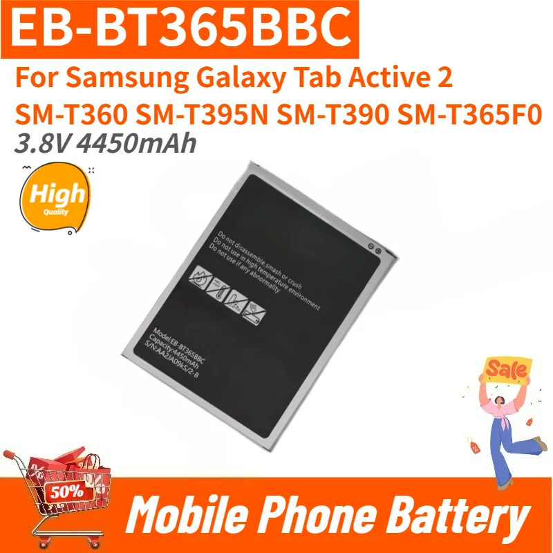 New High Quality Phone Battery 3.8V 4450mAh EB-BT365BBC For Samsung Galaxy Tab Active 2 SM-T360 T395N T390 T365F0 EB-BT365BBE