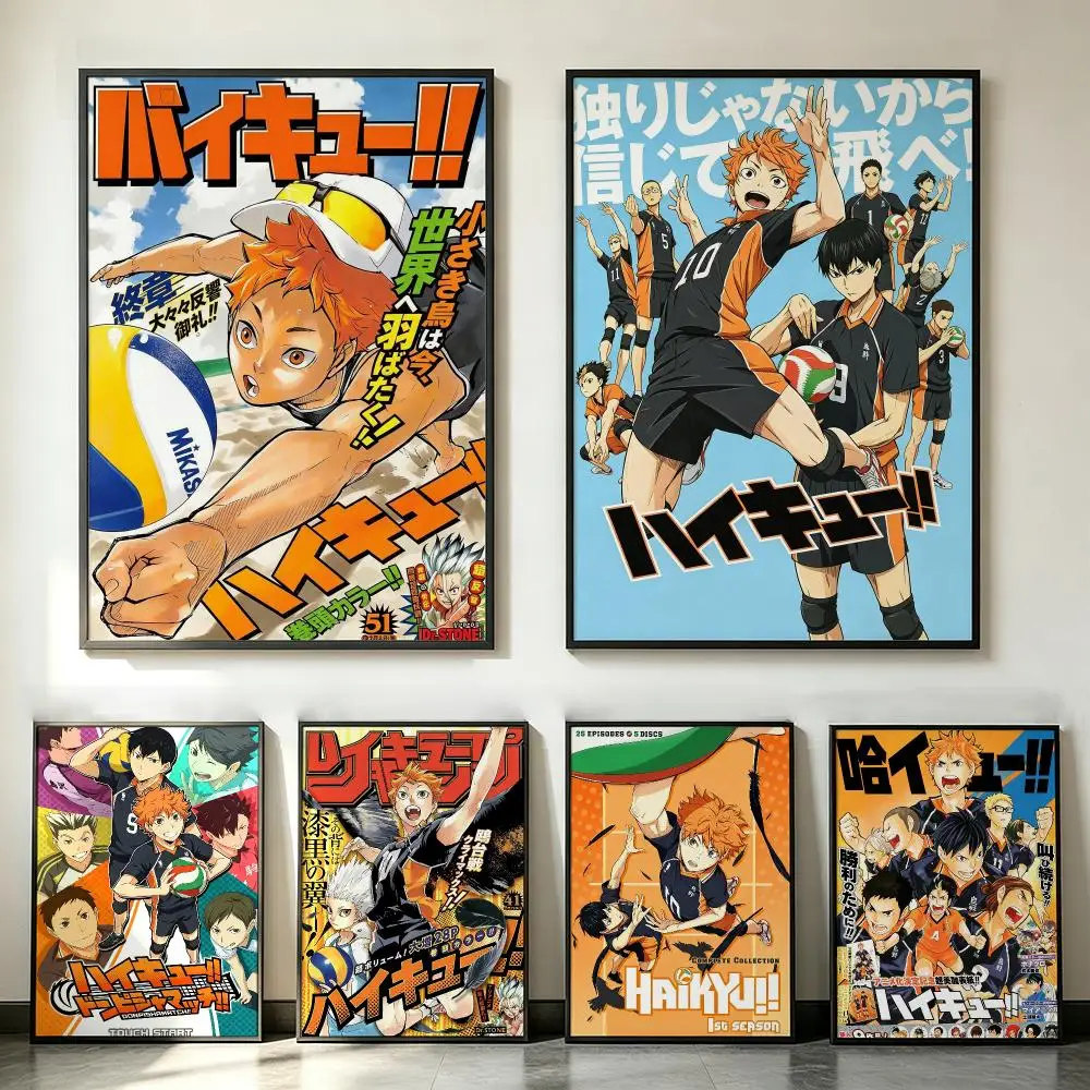 Anime Haikyu!! Poster Poster HD Trendiger Selbstklebender Wandkunstdruck für Wohnzimmer, Schlafzimmer, Studentenwohnheim, Büro, Zuhause, Geschenk