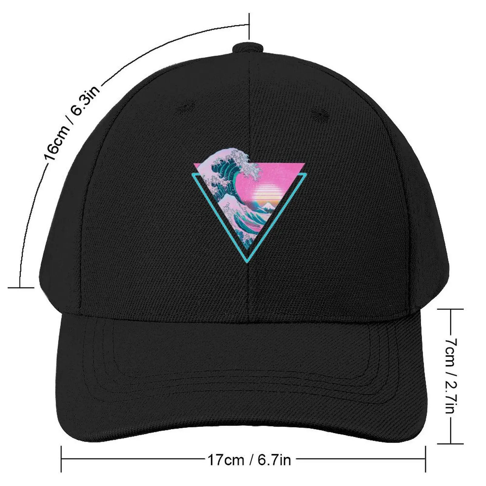 Vaporwave Aesthetic Great Wave Retro Triangle Baseball Cap Streetwear birthday hiking hat Hat Baseball Cap Men's Luxury Women's