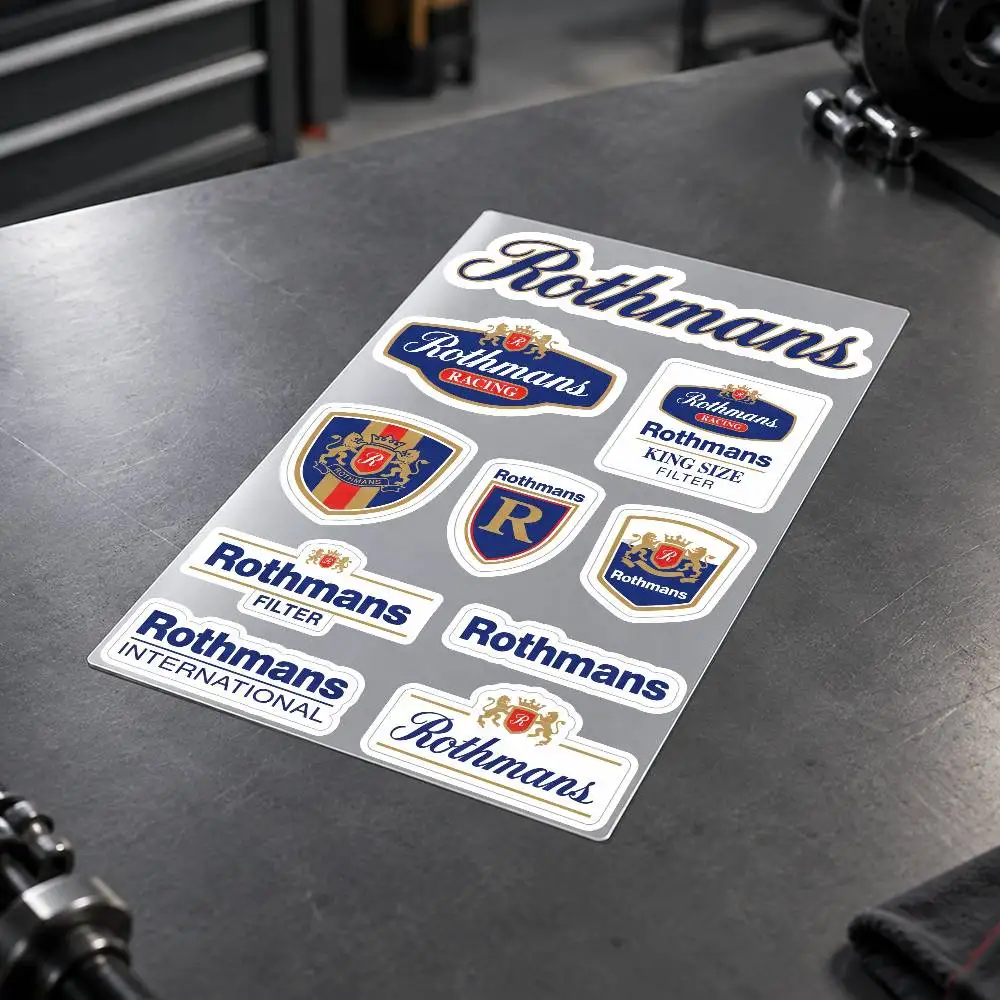R-Rothmans Custom Motorcycle Sticker Kit Reflective Decal Set For Helmet Tank Fairing Body Graphics