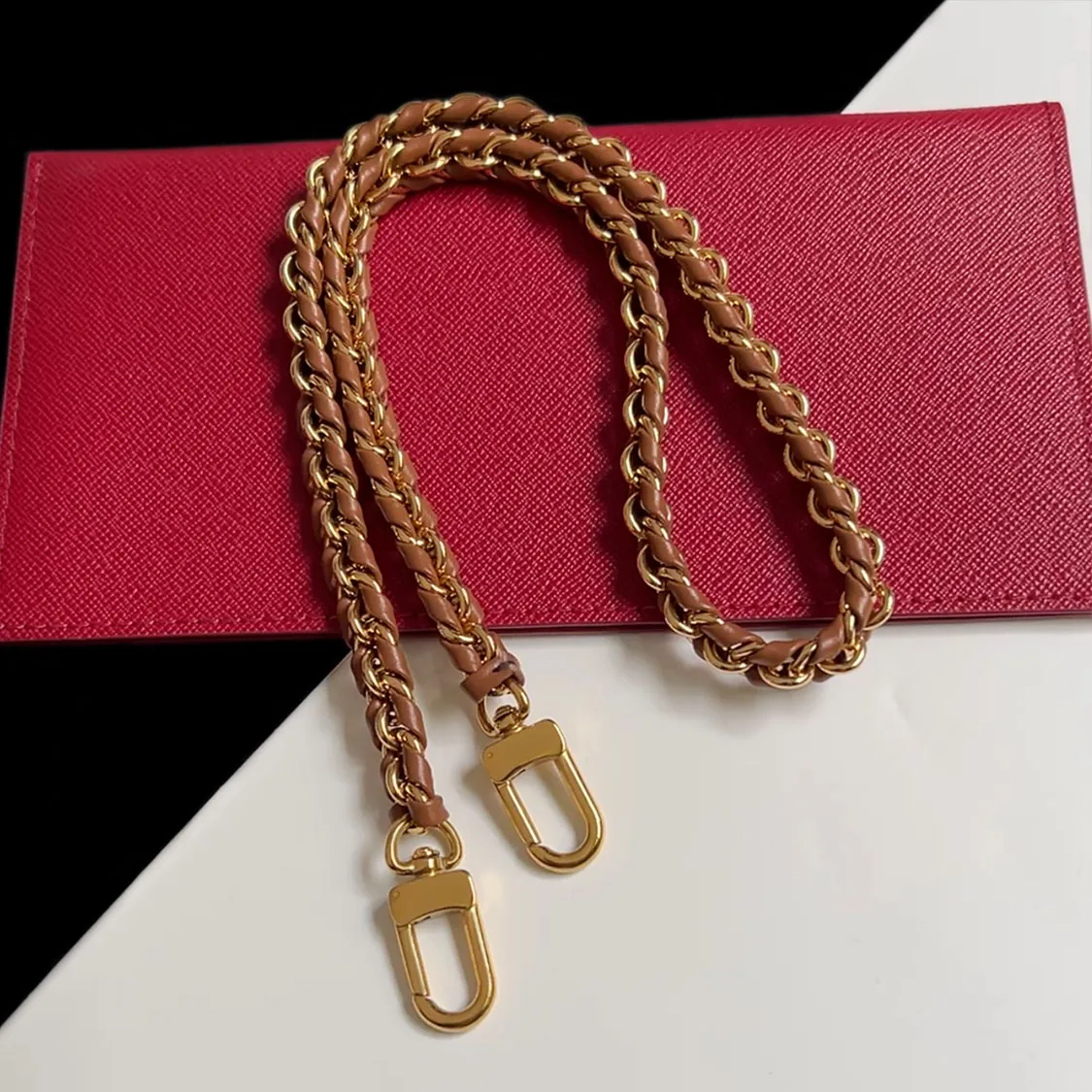 Width 1cm Genuine leather chain accessories makeup bag v lo letters chain modification bag strap four in one decorative shoulder