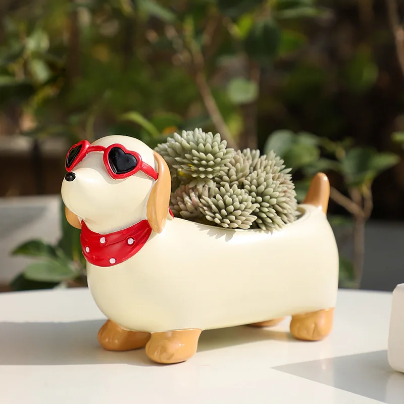 Cute Animal Shape Resin Cartoon Flower Pot Simple Adorable Succulent Plant Pot Creative Home Gardening Pot and Plant Container