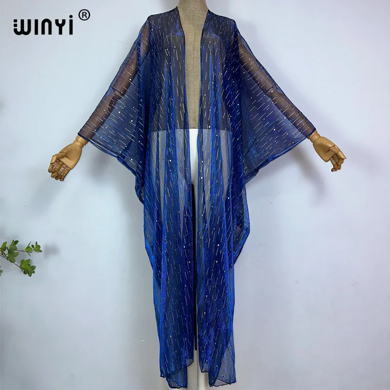 WINYI swimwear Sexy perspective gradient two-color beach coat Loose Dress Party vestido Maxi Holiday Swimming Cover ups Kimono