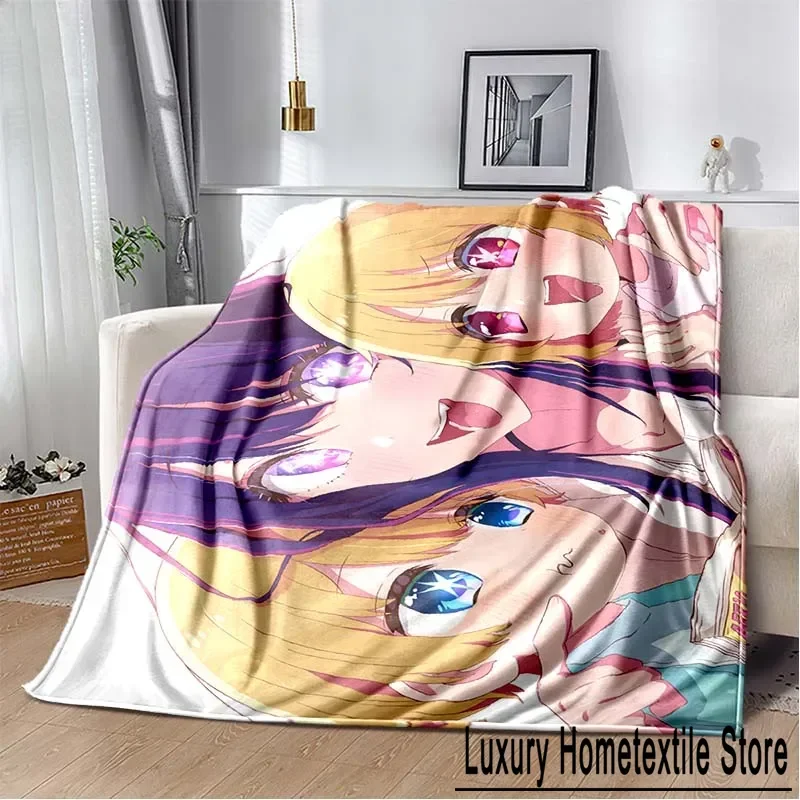 Oshi No Ko Anime Throw Blanket Kawaii Girl Aquamarine Hoshino Soft Flannel Thin Blankets for Bed Sofa Cover Bedspread Home Decor