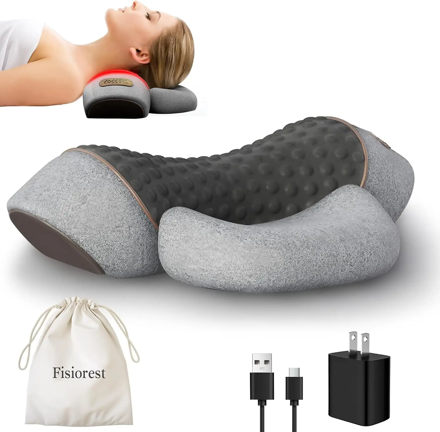 3-in-1 Neck Massager Pillow,Cervical Pillow，Memory Foam Pillows，3D Ergonomic Cervical Pillow for Neck Back Shoulder Pain Relief