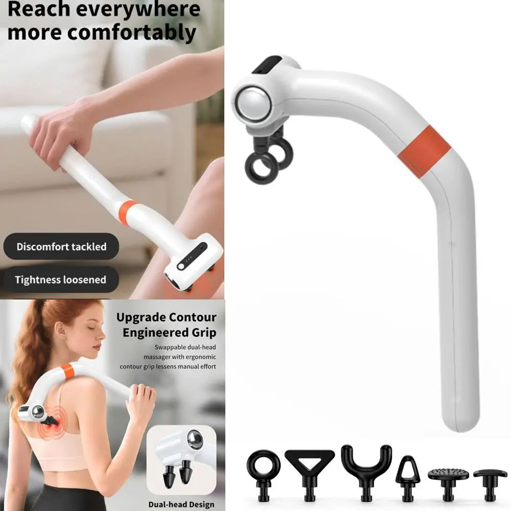 

with Extension Handle Detachable Massager 6 Interchangeable Heads Dual-Head Deep Tissue Percussion Waist Massager Durable