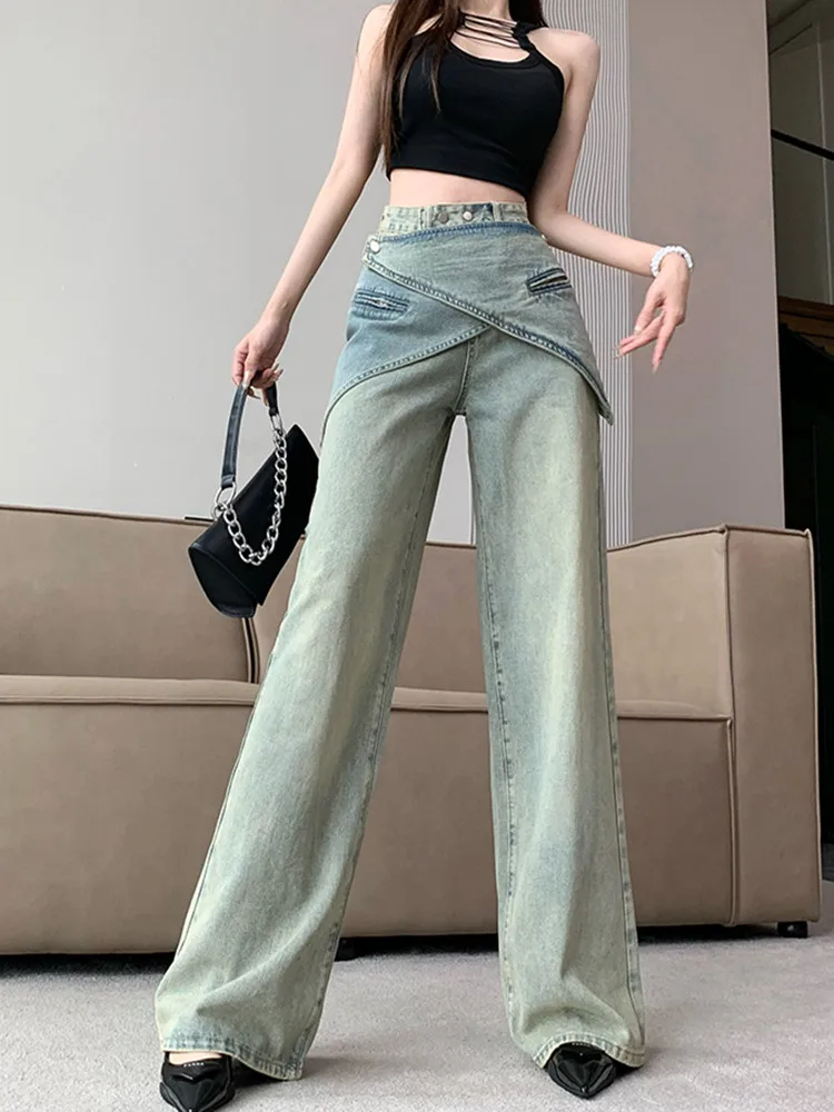 Trashy Y2K 2000S Removable Waist Seal Baggy Jeans Pants For Women Designer 90S Vintage Clothes Harajuku Fashion Lady Trousers