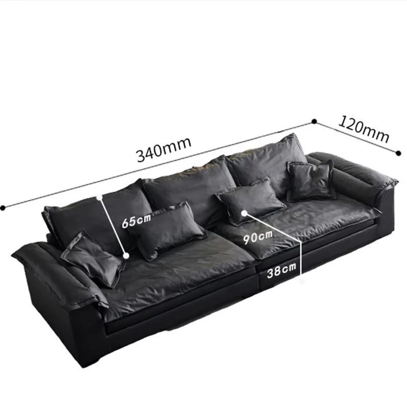 Italian minimalist sofa sailing large flat super wide sitting deep latex black Nordic  silent wind living room furniture