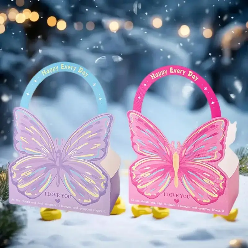 

Ручная коробка для цветов с дизайном бабочки из прозрачного ПВХ, идеально подходит для упаковки цветочного магазина, подарков на День святого Валентина и фестиваль