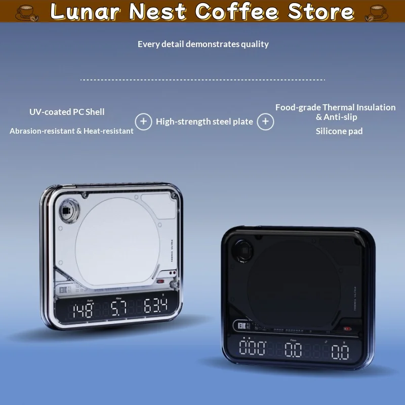 Bookoo Themis Ultra Full Waterproof Coffee Scale Bluetooth 0.1g Accuracy Timer Espresso Pour Over 2000g Capacity Usb-C Barista
