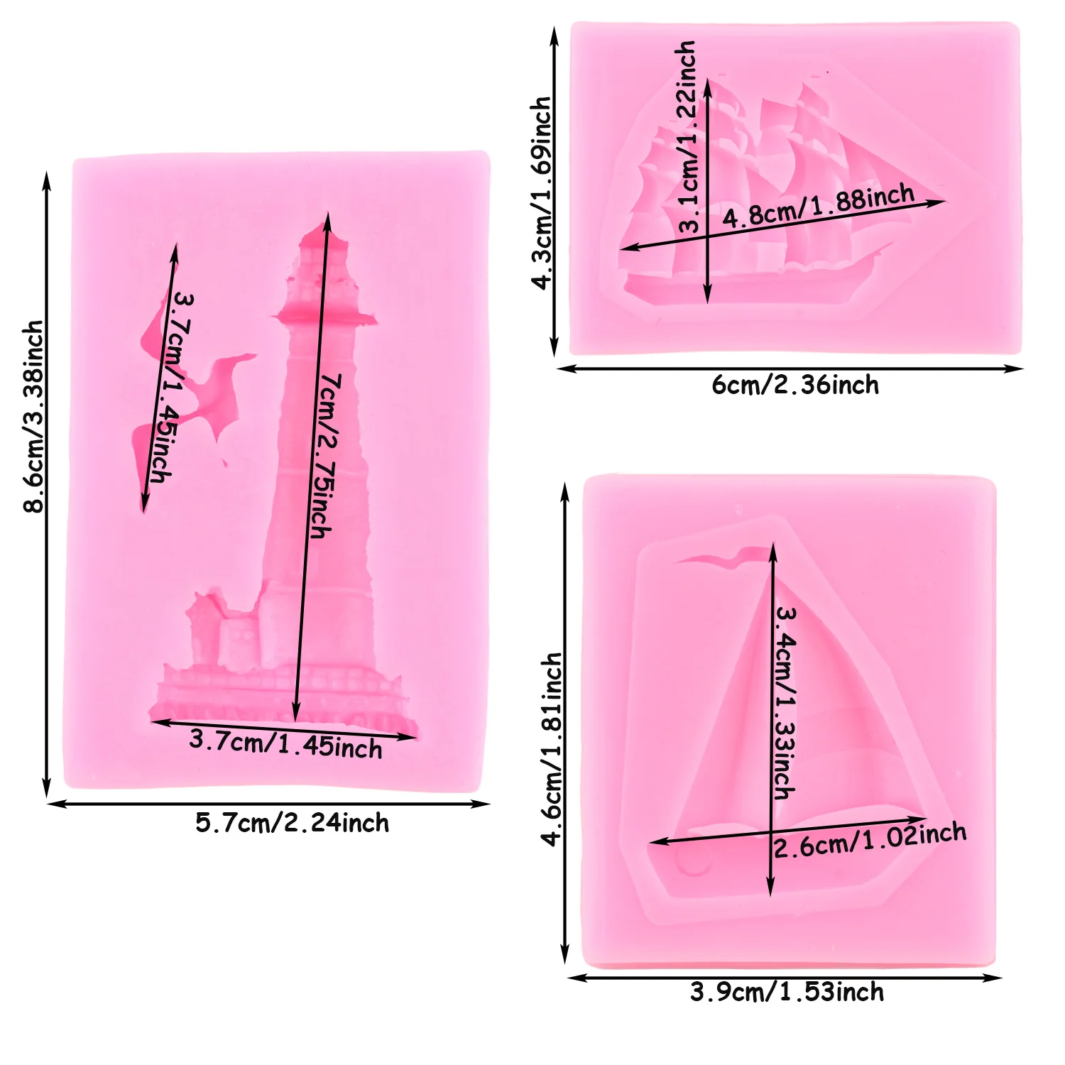 Lighthouse Bird Silicone Mold Sailing Boat Fondant Molds Cupcake Jelly Candy Resin Clay Chocolate Decoration Baking Tools