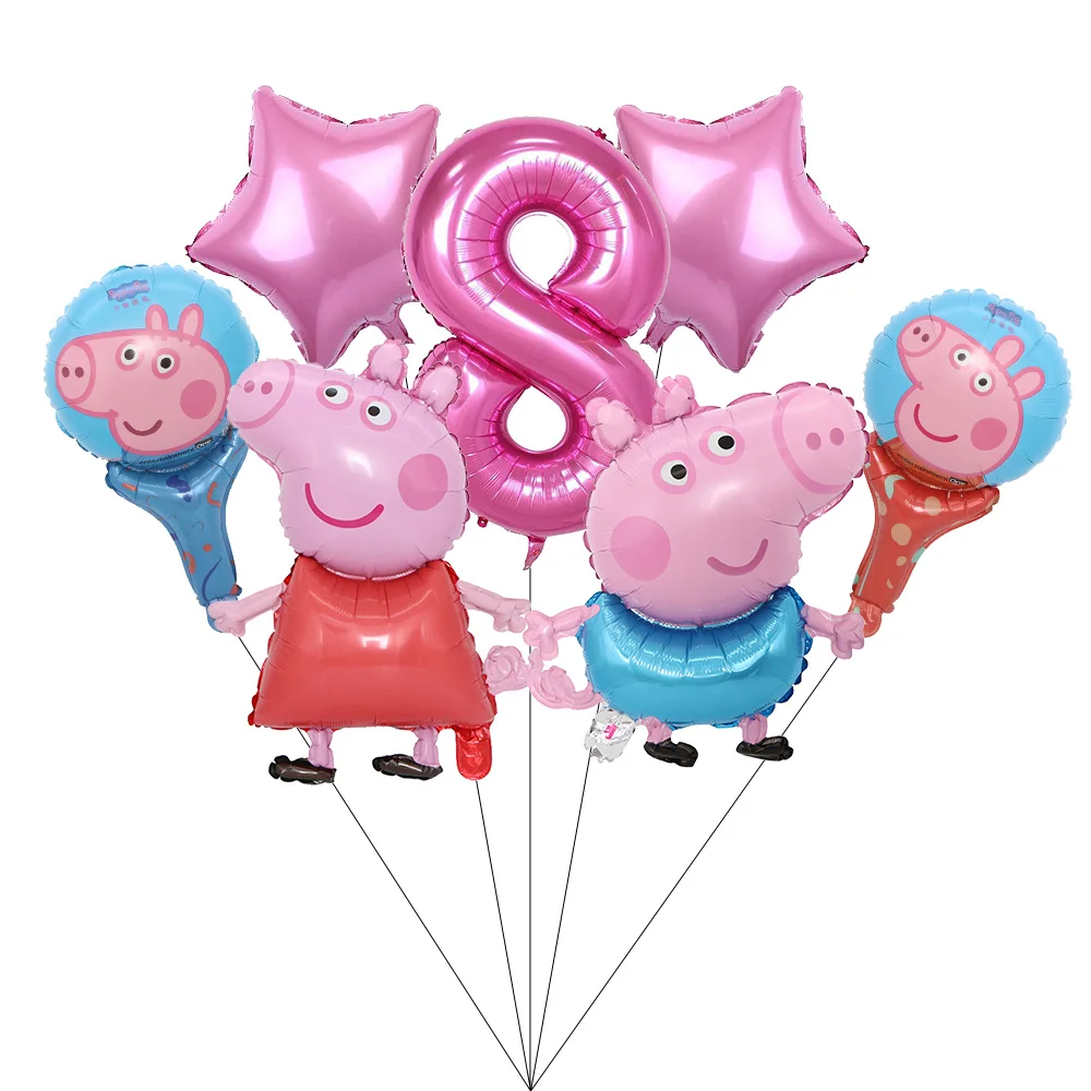 Cartoon Rosa Peppa Pig Geburtstagsparty Dekorations-Set George Pig Partyzubehör Teller Kindergeburtstag Geschenke Babyparty – Detail 9