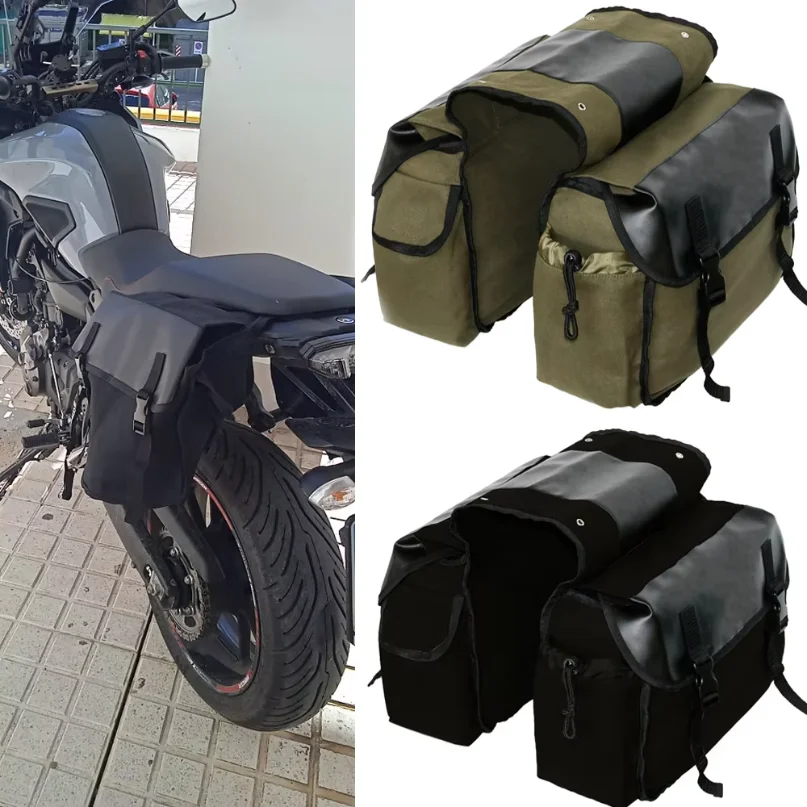 Bicycle Side Bag Bike Motorcycle Saddlebag Luggage Bags Waterproof Canvas Stroage Bag For Honda shadow For Suzuki dr 650