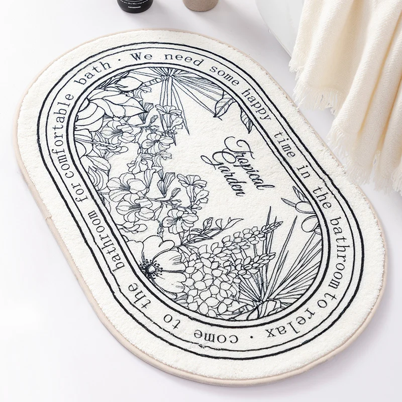 VIKAMA Elliptical Semi-Circular Plain Flower Angel Floor Mat Entrance Anti Slip And Absorbent Carpet Indoor Home Decoration