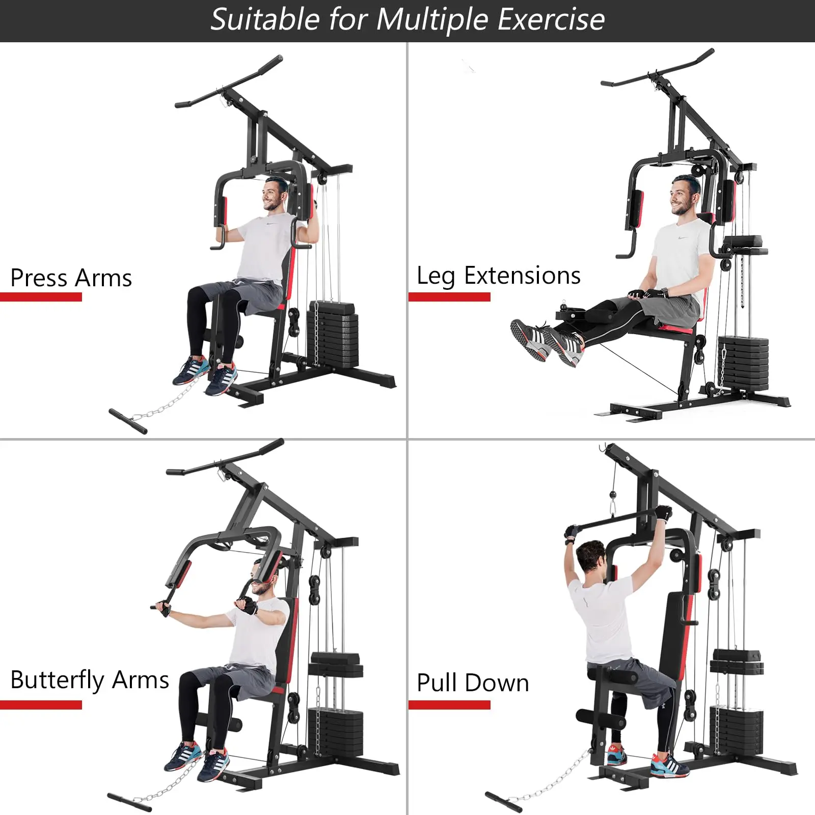 Multifunction Home Gym System Weight Training Exercise Workout Equipment Fitness Strength Machine for Total Body