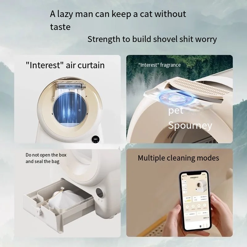 Smart Automatic Cat  Box Self-Cleaning Plastic Automatic Cat Toilet with App Remote Control