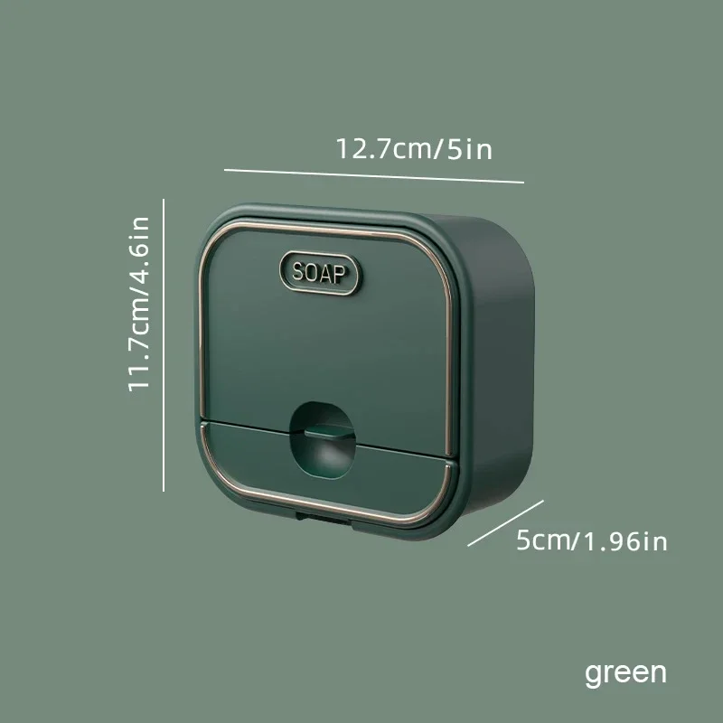 1pc Double Creative Drain Soap Storage Box Multifunctional Household Laundry Soap Box Hole-free Wall-mounted Drawer Soap Dish