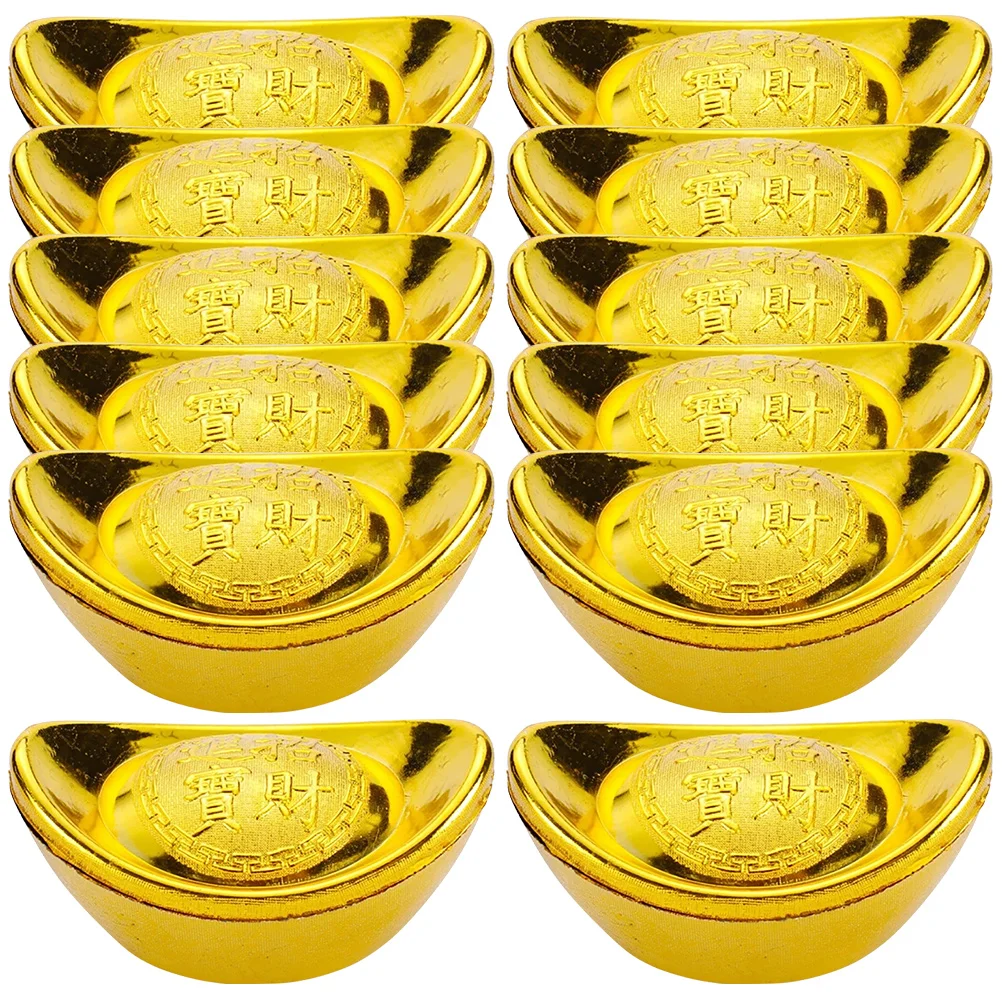 

12pcs Yuanbao Storage Box Plastic Artificial Ingot Home Decor Candy Box Wealth Symbol Gold Ingot Plastic Spring Gift