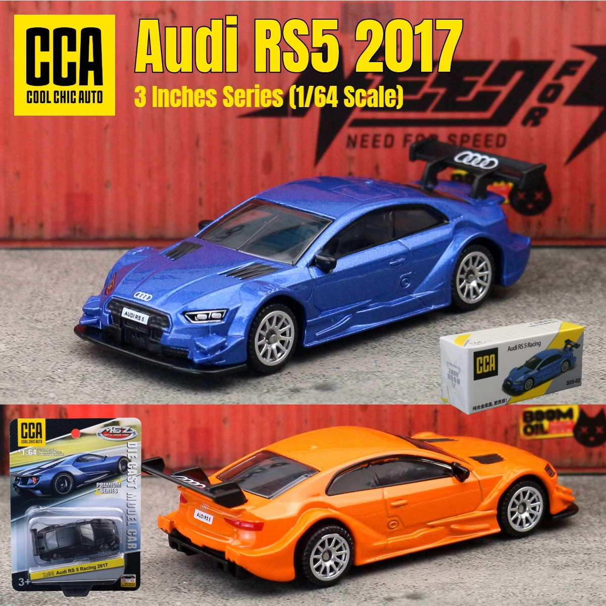 1/64 Audi RS5 Spielzeugauto Modell CCA MSZ 1:64 Druckgussfahrzeug Miniatur Free Wheels Collection Geeignet für Hot Wheels Geschenk Kind