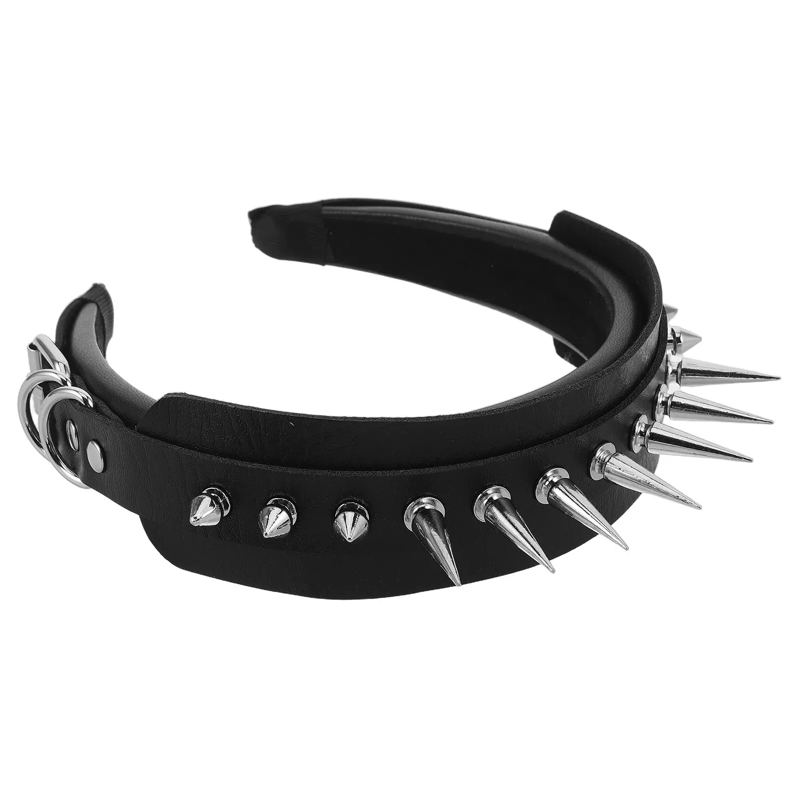 

Studded Hollow Out Punk Headband Black Faux Wide Rivet Hair Hoop for Women Music Festival Party Rock Concert Gothic