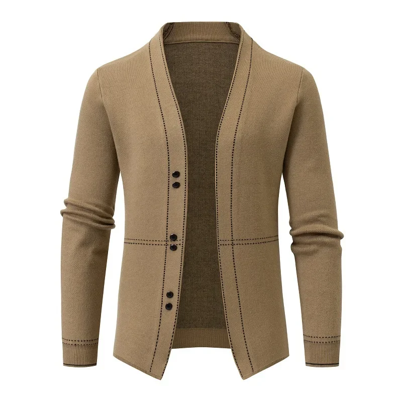 

2023 Autumn New Solid Color Knitted Shirt Men's Korean Version Trend Fashion Casual Knitted Cardigan Coat