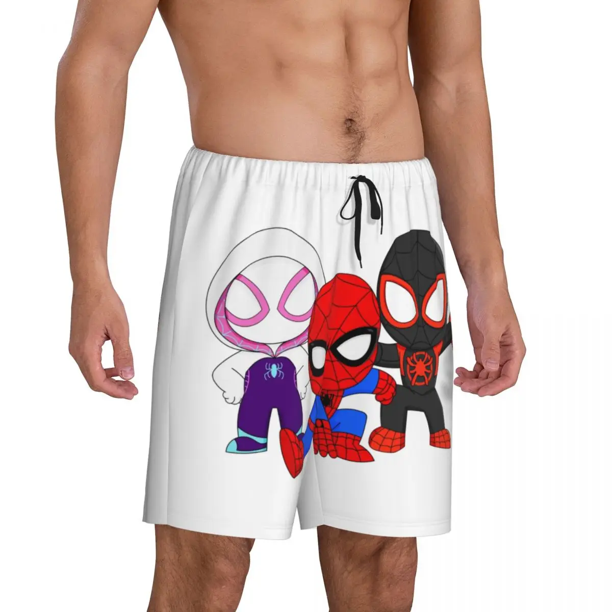 Custom Men's Ghost Spider Girl Pajama Shorts Print Sleep Pjs Sleepwear Bottoms with Pockets