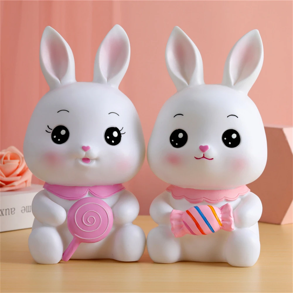 Cartoon Piggy Banks Kids Bunny Saving Rabbit Money-Box Specie Cash Jar Easter Animal Figurine Girl Children Savings Kid Toy Gift