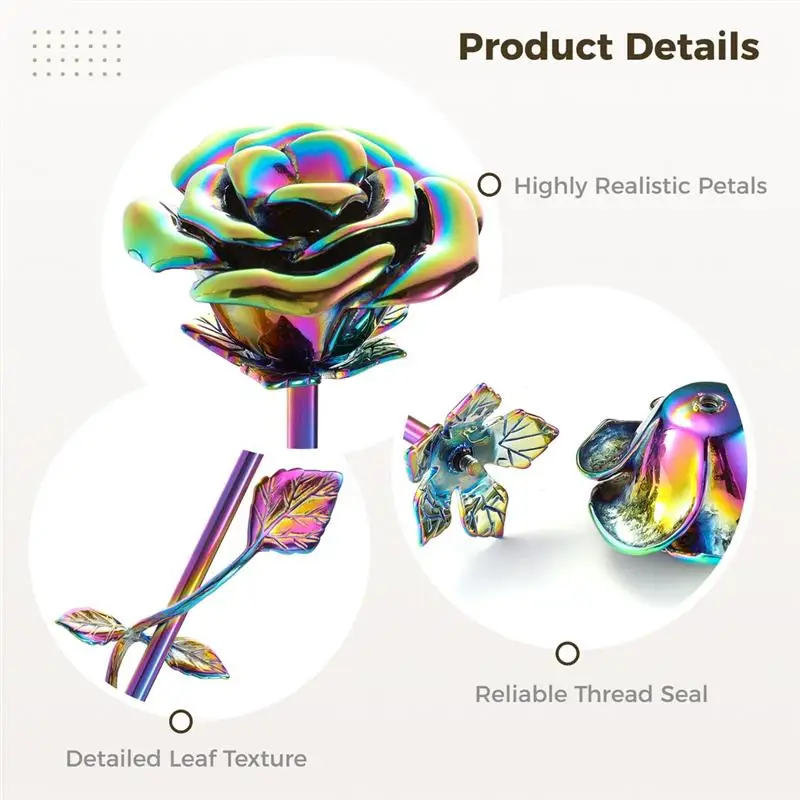 Rose Flower Keepsake Urn Stainless Steel Long Stem Cremation Urn Memorial Urns Long-Stem Colorful Cremation Funeral For Ashes