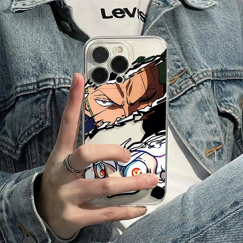 Anime Character Luffy Solon Phone Case For Apple iPhone 16 15 14 7 8 Plus 13 11 12 Pro Max X XS XR Y2K Cute Soft Clear TPU Cover