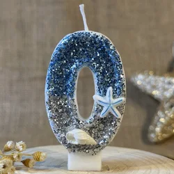 1pcs Small Size DIY Birthday Ocean Number Cake Candle 0 1 2 3 4 5 6 7 8 9 Cake Topper Girls Boys Baby Used for party decoration