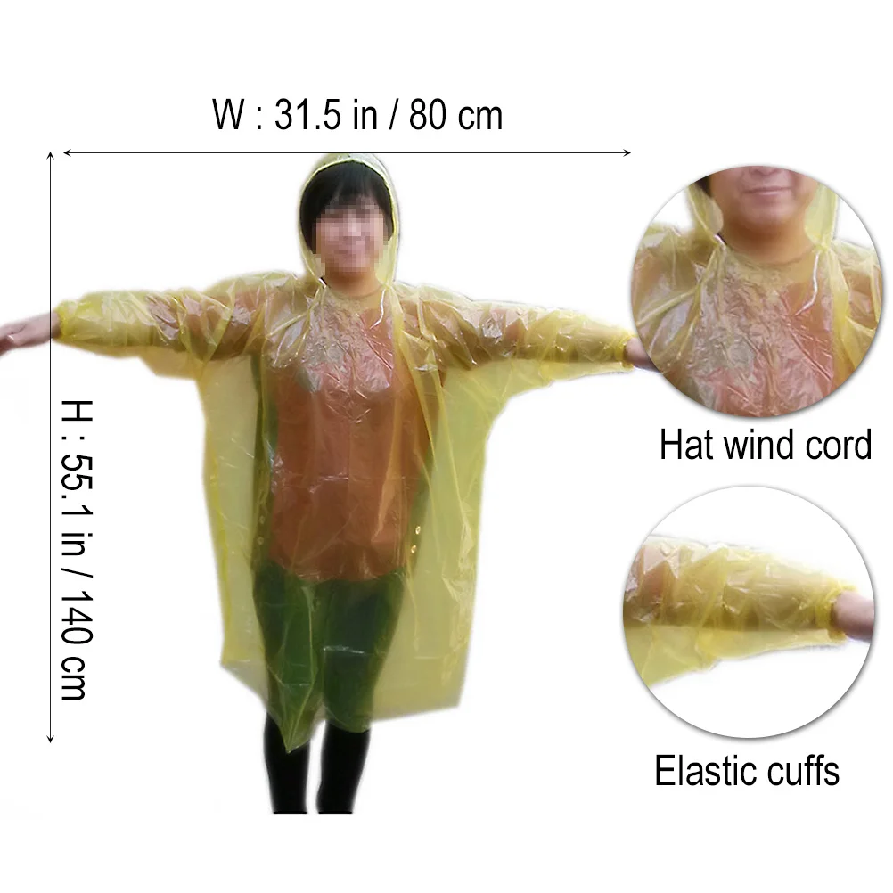 

Extra-Large Thicken One-Off Durable Waterproof Vinyl Raincoat for Adults Portable Rain Poncho Rainwear Suitable for Outdoor