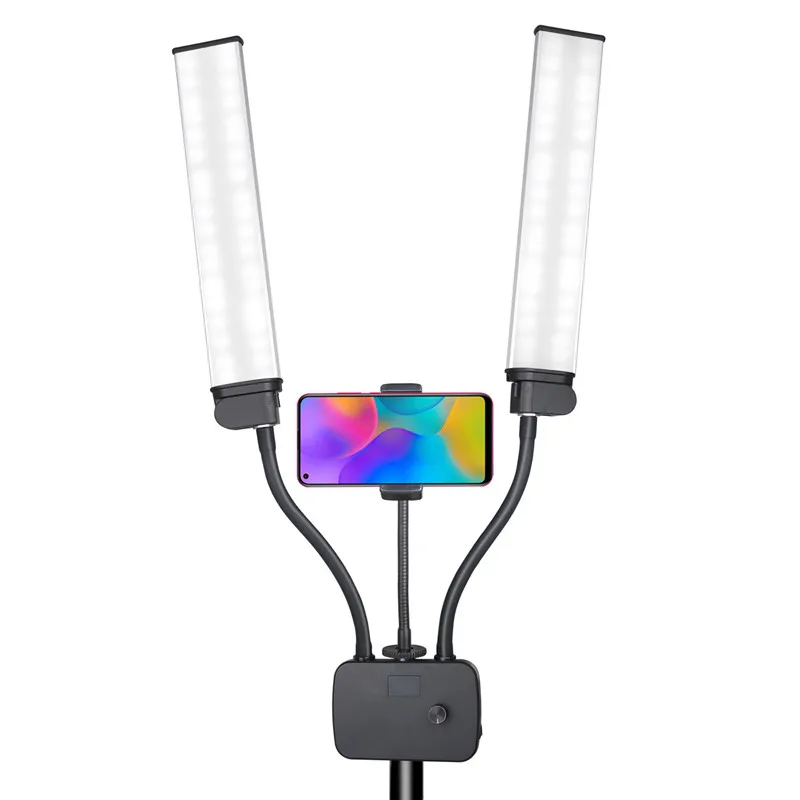 Doppel arme LED füllen Licht Fotostudio lange Streifen LED Ring Lampe mit Stativ LCD-Bildschirm 3200-5600k fotografische Selfie Beleuchtung – Detail 7