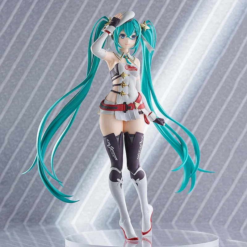 Original POP UP PARADE Hatsune Miku Racing Miku 2023 Ver GSC Genuine Anime Figure Model Doll Statuette Ornament Birthday Gift